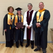 CJ Instructor Carla Lawson, Hazard graduating student Carolyn Williams, CJ Regional Campuses Coordinator Stephen Kappeler, and CJ Instructor David Lawson after the CJS Commencement 5-16-15