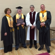 CJ Instructor Carla Lawson, Hazard graduating student Joshua Gilliam, CJ Regional Campuses Coordinator Stephen Kappeler, and CJ Instructor David Lawson after the CJS Commencement 5-16-15