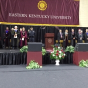 CJS Commencement Platform Party including Dean Ault, President Benson, Provost Dr. Vice, Associate Dean Dr. Kappeler and others. 5-16-15