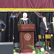 CJS Dean Dr. Ault addresses the congregation at his final graduation ceremony before retirement. 5-16-15