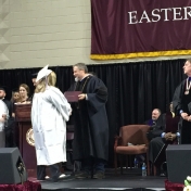 Corbin student Rachel Rains receives her diploma from Dr. Peter Kraska 12-12-15.JPG