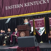 Dr. Janna Vice delivers the commencement speech for the Spring 2016 graduation 5-14-16